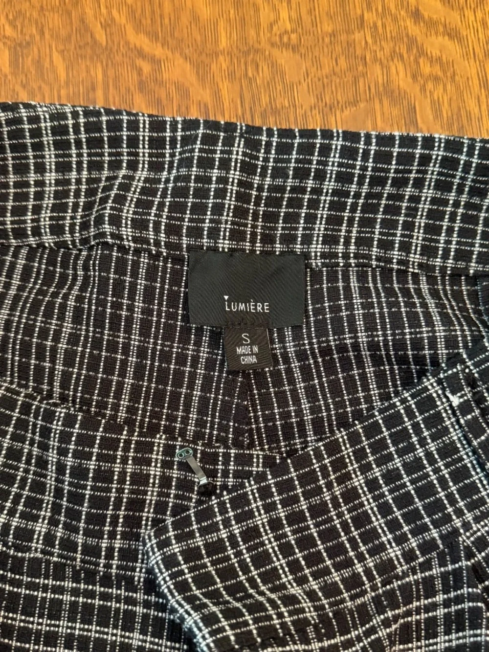 Lumière Black & White Windowpane Wide Leg Pants Size Small NWT - Picture 6 of 9
